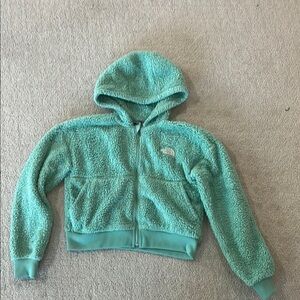 The North Face Teen Girl Teal Fleece Cropped Jacket - Size L (12)